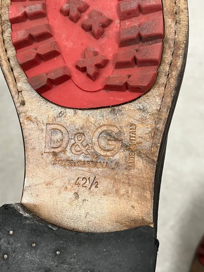 1990s Dolce & Gabbana Black Combat Leather Boots KyGLnVu 9