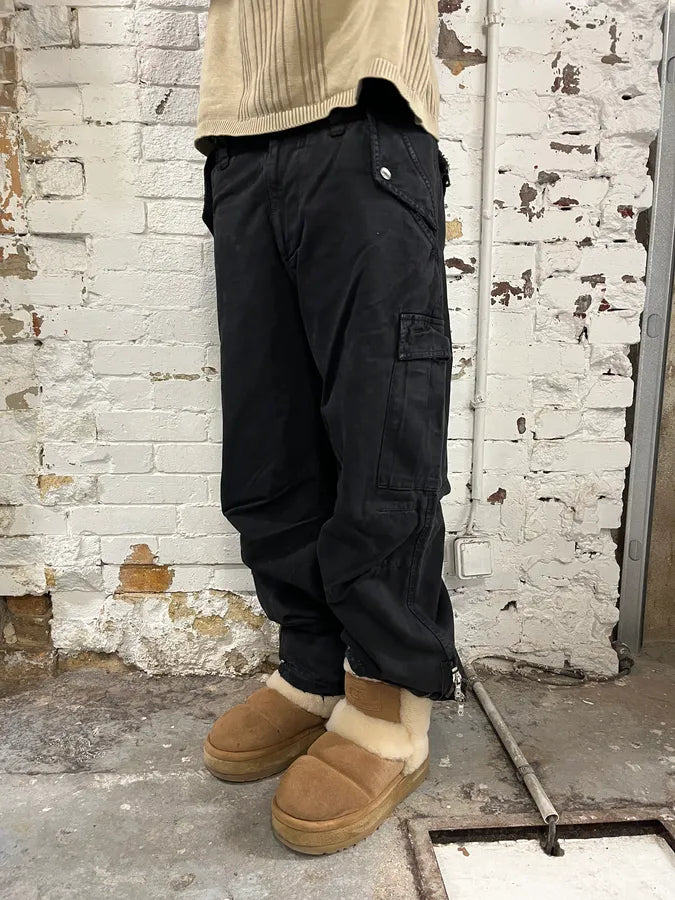 AW2002 Dolce & Gabbana Black Dual Zip Cuffs Cargo Pants qGmKOgX 2