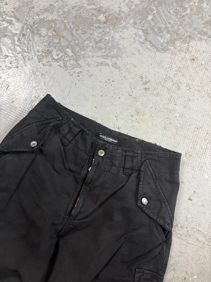 AW2002 Dolce & Gabbana Black Dual Zip Cuffs Cargo Pants qGmKOgX 4