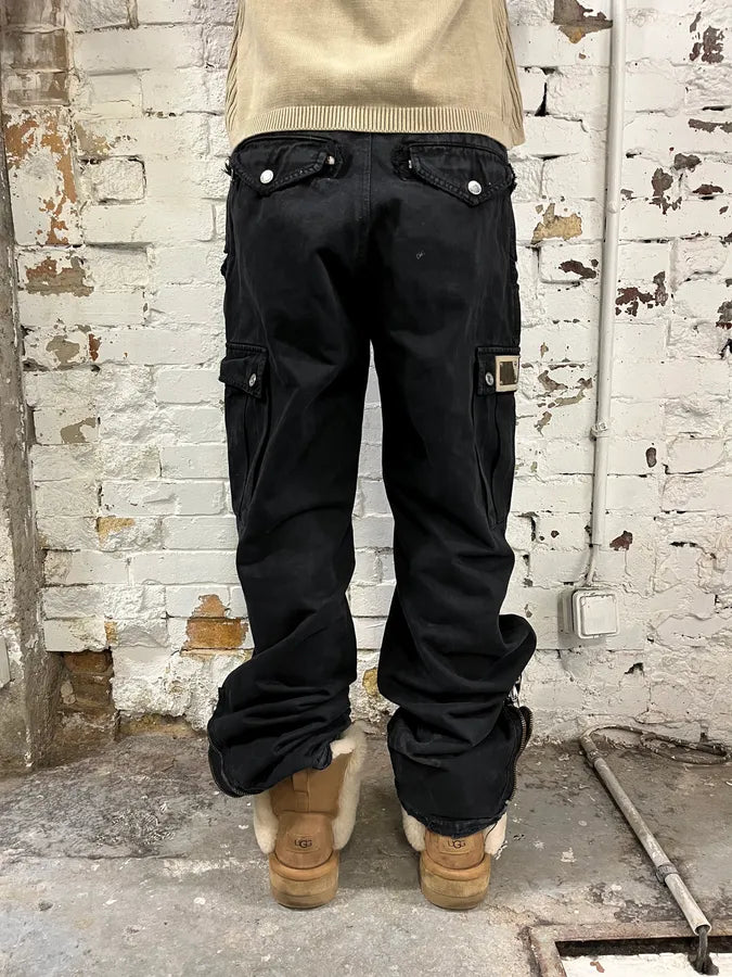 AW2002 Dolce & Gabbana Black Dual Zip Cuffs Cargo Pants qGmKOgX 3