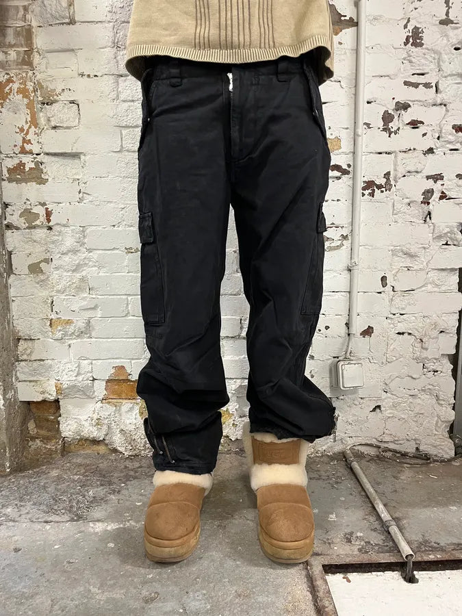 AW2002 Dolce & Gabbana Black Dual Zip Cuffs Cargo Pants qGmKOgX 1