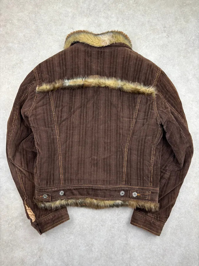 AW2001 Dolce & Gabbana Brown Faux Fur Corduroy Jacket  IIvaFcz 4