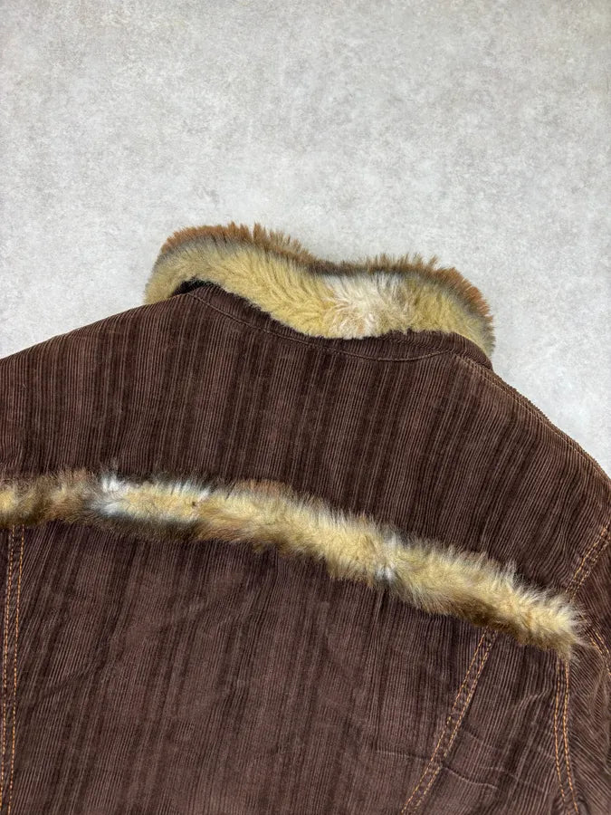 AW2001 Dolce & Gabbana Brown Faux Fur Corduroy Jacket  IIvaFcz 5