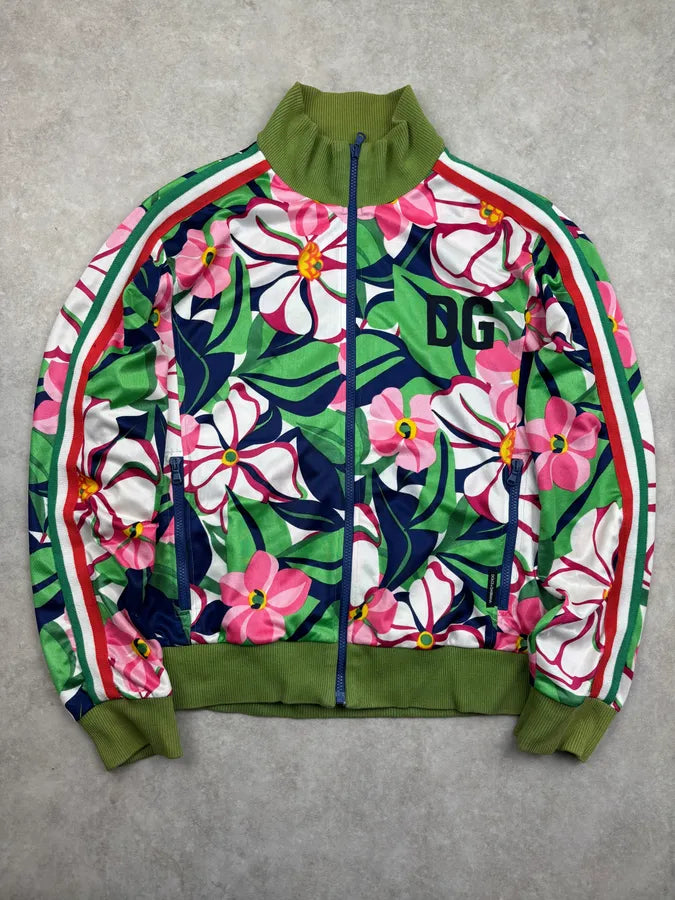 2000s Dolce & Gabbana Green Floral Zip-up Jacket  AAFNzxU 0