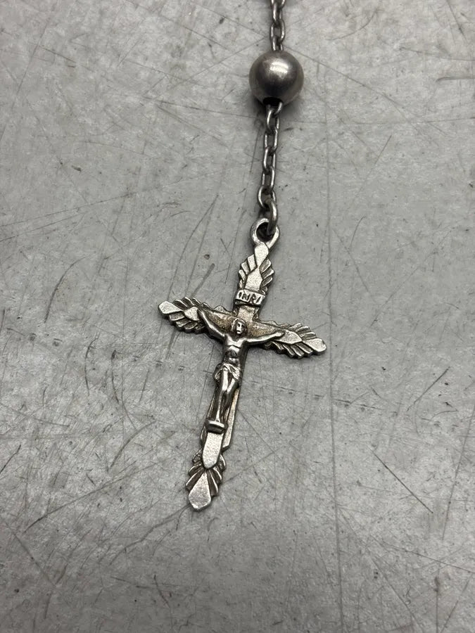 2000s Dolce & Gabbana Rosary Silver Metal Necklace  rNtfslX 5