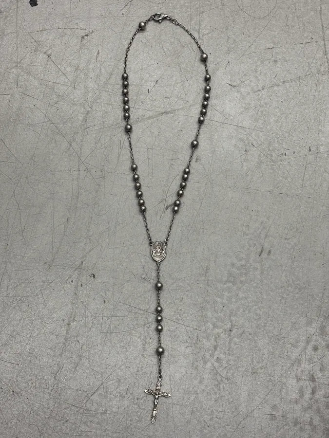 2000s Dolce & Gabbana Rosary Silver Metal Necklace  rNtfslX 2