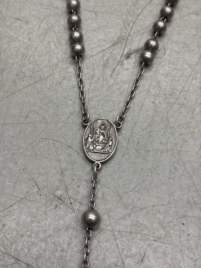 2000s Dolce & Gabbana Rosary Silver Metal Necklace  rNtfslX 4