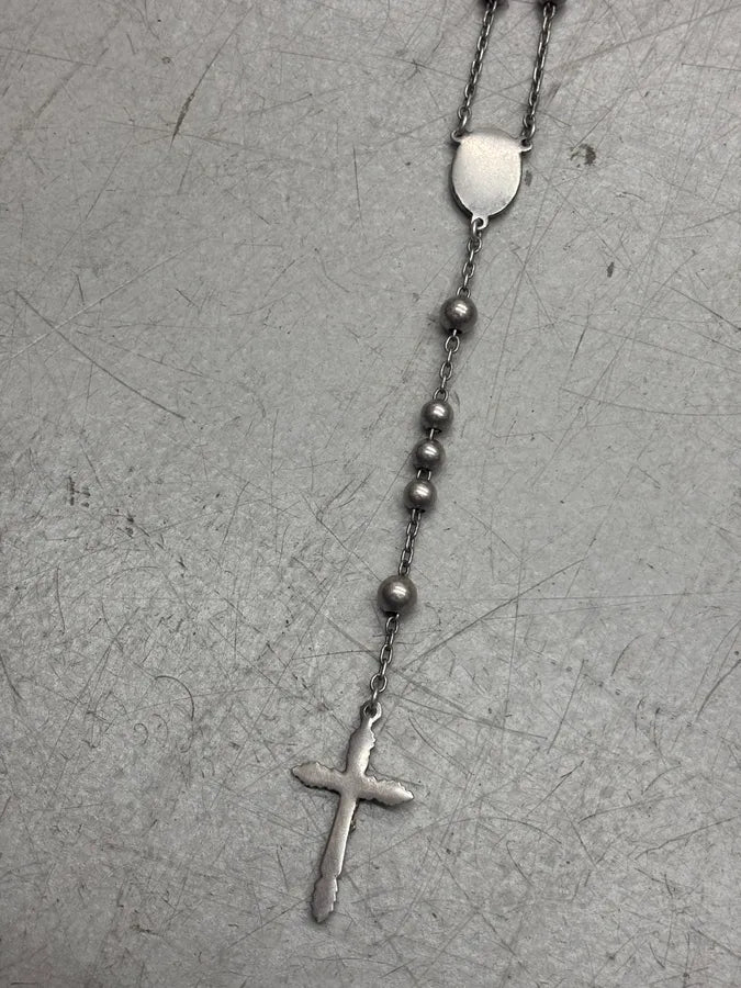 2000s Dolce & Gabbana Rosary Silver Metal Necklace  rNtfslX 7