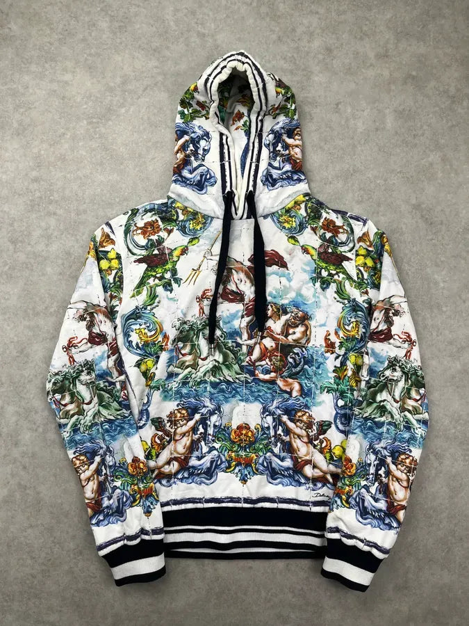 Dolce & Gabbana White Hoodie Mythological Figures Paintings kDagLdW 0
