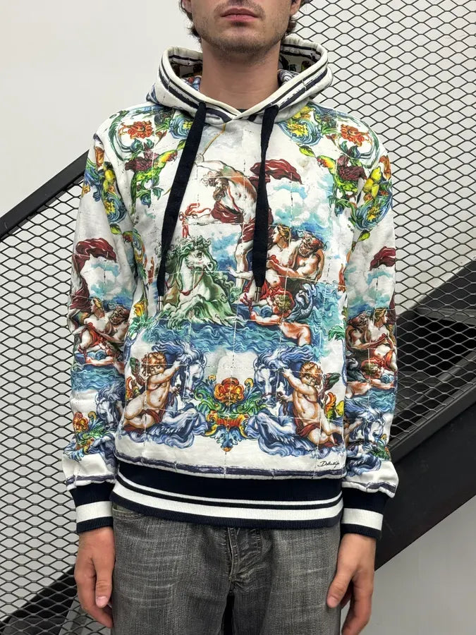 Dolce & Gabbana White Hoodie Mythological Figures Paintings kDagLdW 1