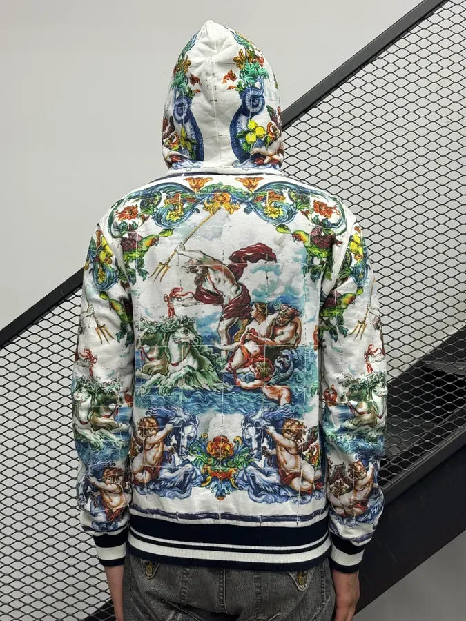 Dolce & Gabbana White Hoodie Mythological Figures Paintings kDagLdW 2