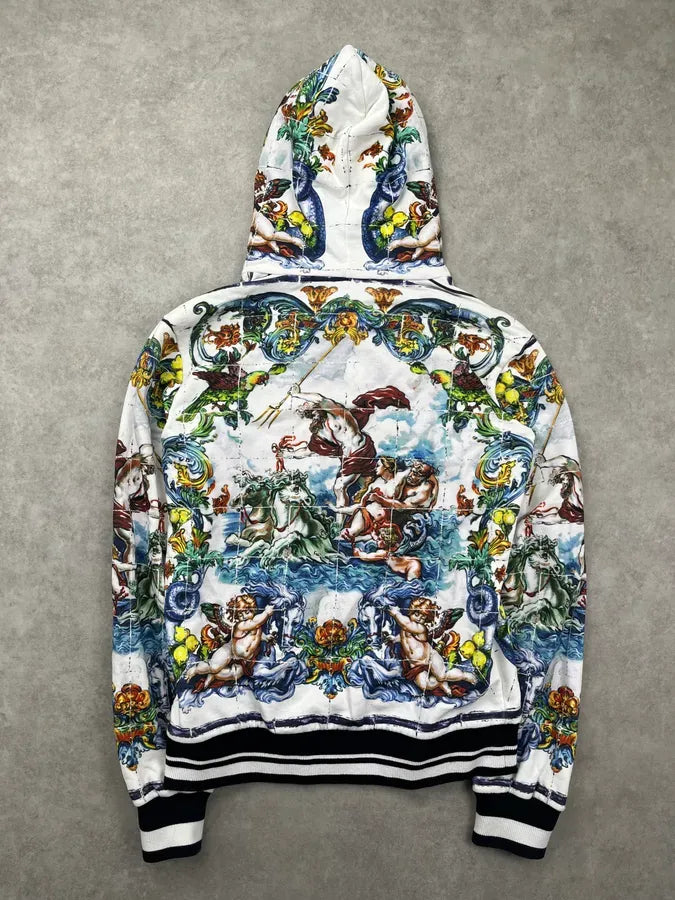 Dolce & Gabbana White Hoodie Mythological Figures Paintings kDagLdW 3