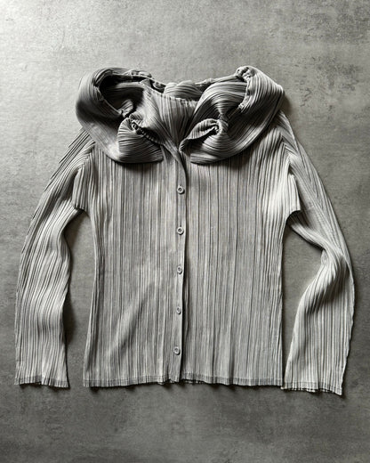 Issey Miyake Pleats Plissed Grey Splash Cardigan (S) - 5