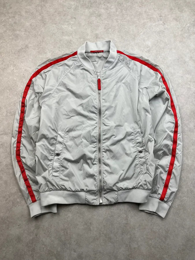 SS2006 Prada Grey Redlined Soft Windbreaker Jacket Kfskfio 0