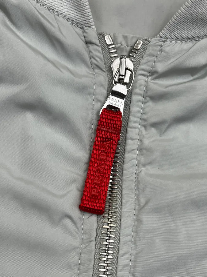 SS2006 Prada Grey Redlined Soft Windbreaker Jacket Kfskfio 11