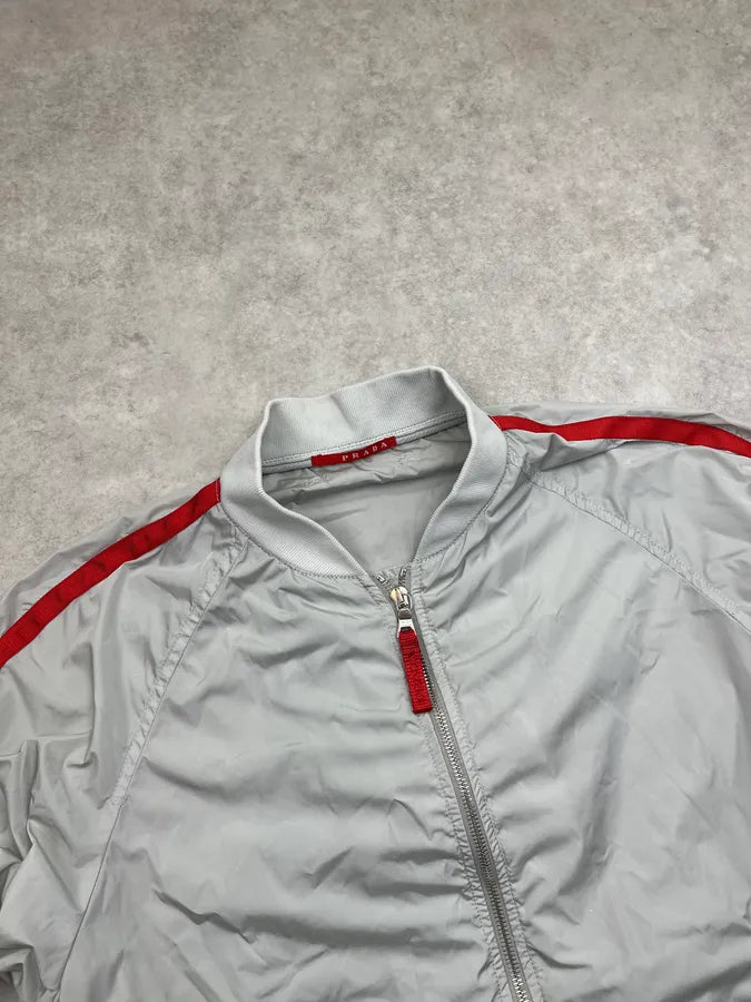 SS2006 Prada Grey Redlined Soft Windbreaker Jacket Kfskfio 5