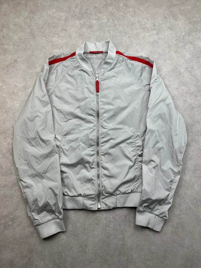SS2006 Prada Grey Redlined Soft Windbreaker Jacket Kfskfio 3