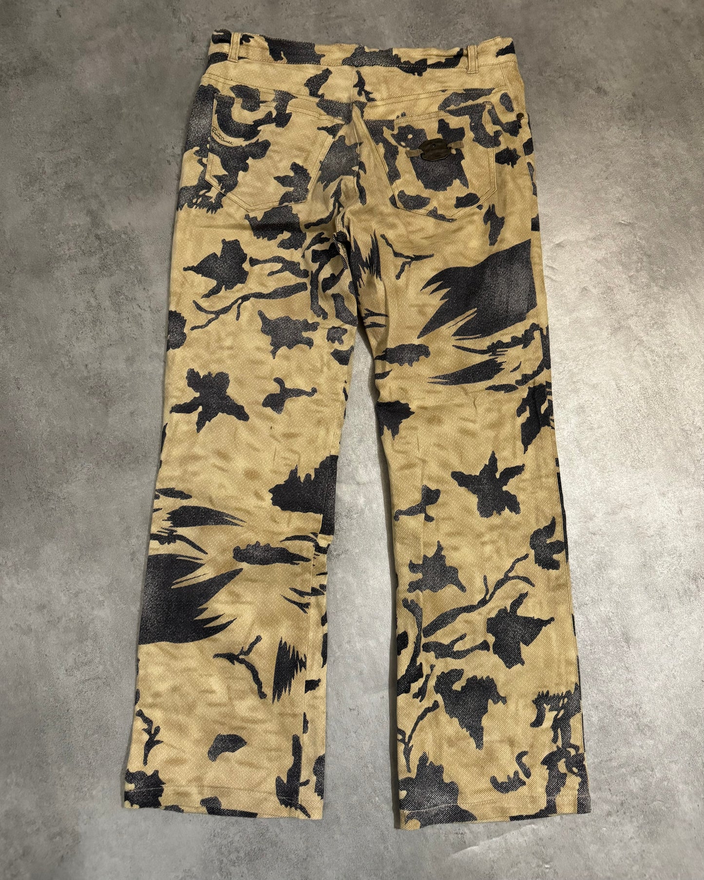 AW2001/02 Roberto Cavalli Beige Crow Peace Camouflage Pants  (S/M) - 2