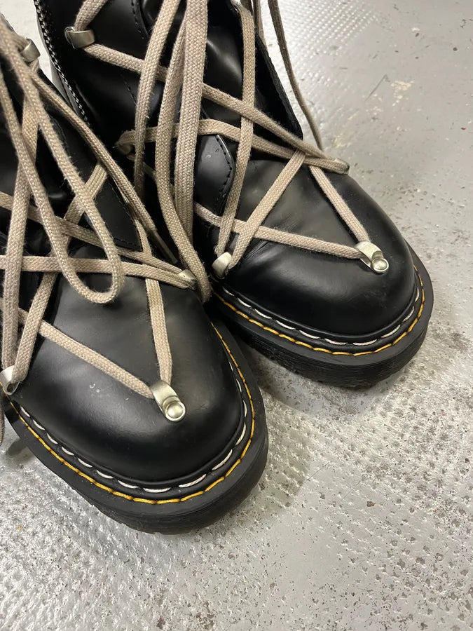 Dr Martens Rick Owens Megalaced Black Leather Combat Boots RoSlRAT 5