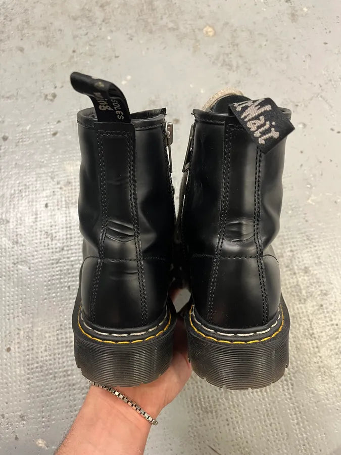 Dr Martens Rick Owens Megalaced Black Leather Combat Boots RoSlRAT 6