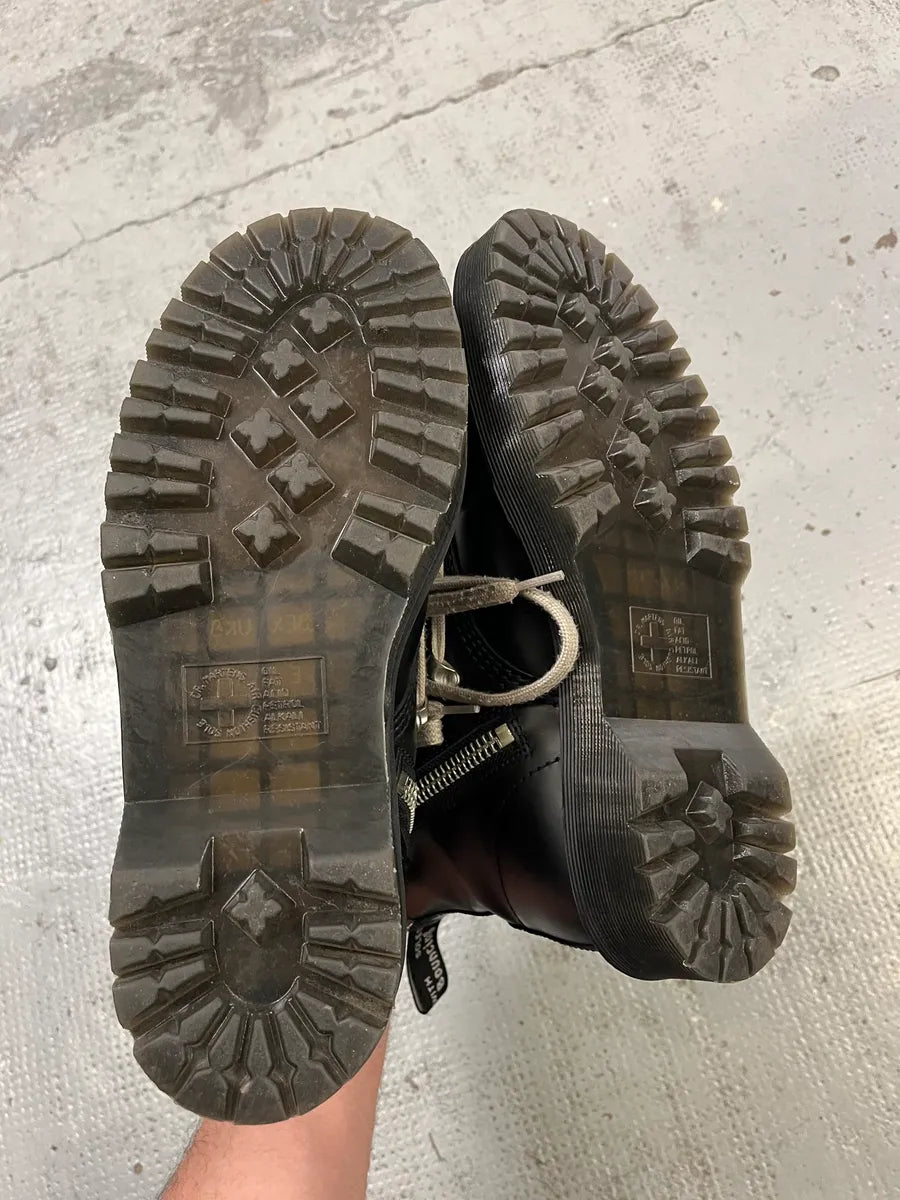 Dr Martens Rick Owens Megalaced Black Leather Combat Boots RoSlRAT 7