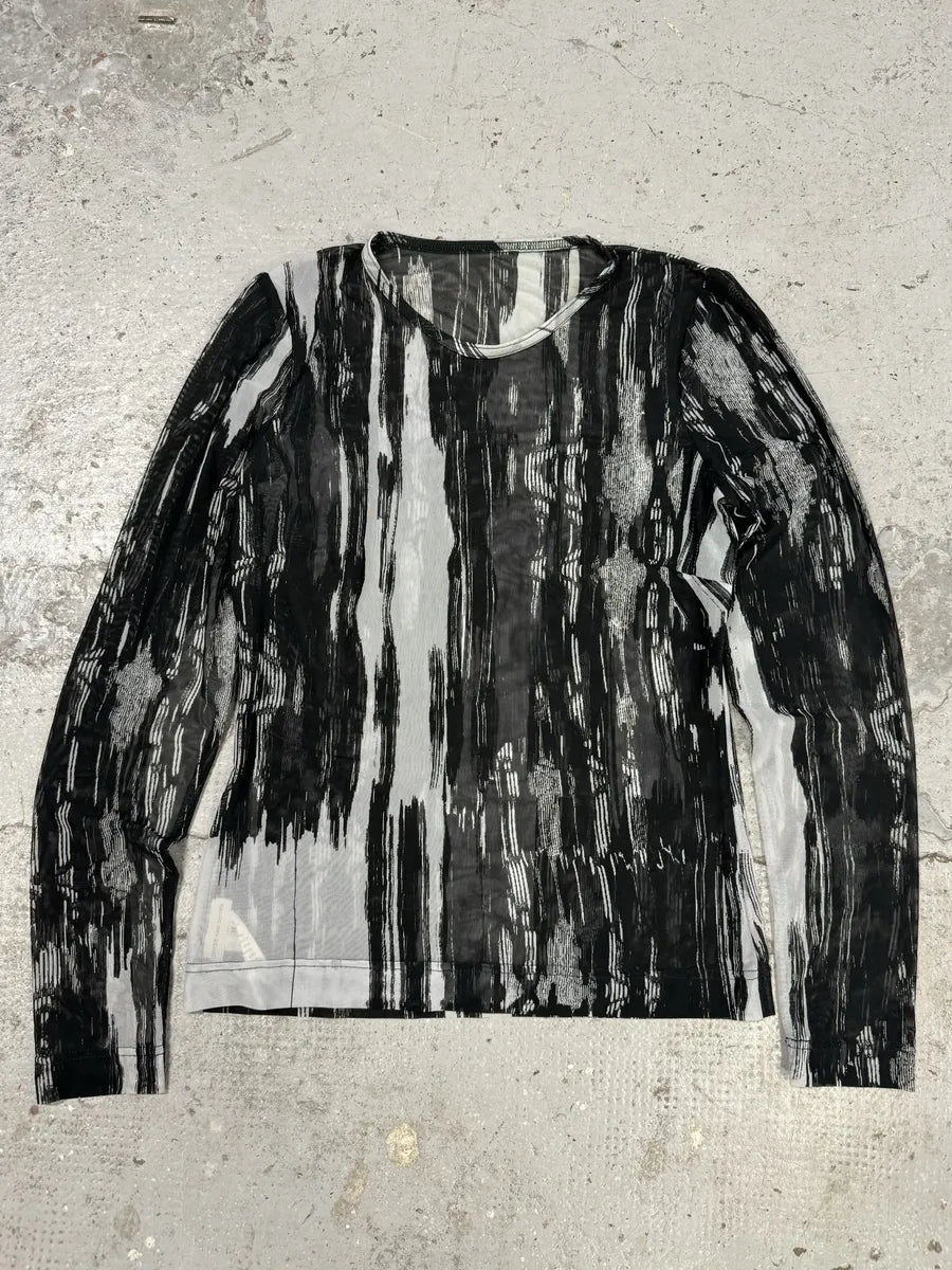 Dries Van Noten Abstract Black Nylon Mesh Top uGrKFTj 0