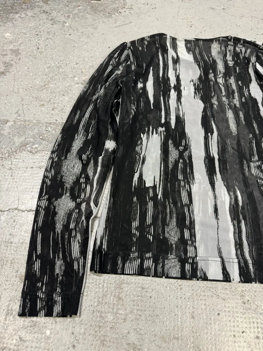 Dries Van Noten Abstract Black Nylon Mesh Top uGrKFTj 2