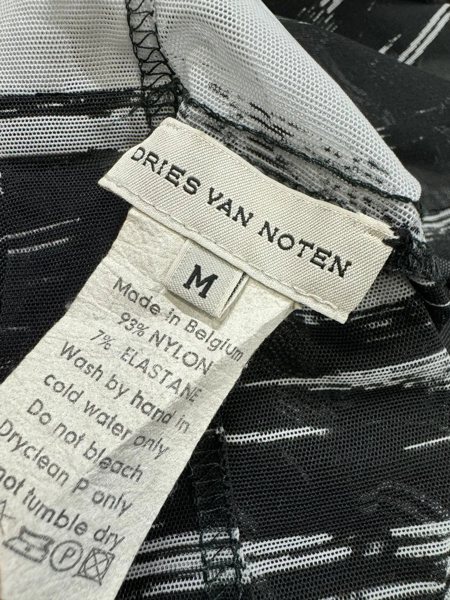 Dries Van Noten Abstract Black Nylon Mesh Top uGrKFTj 3