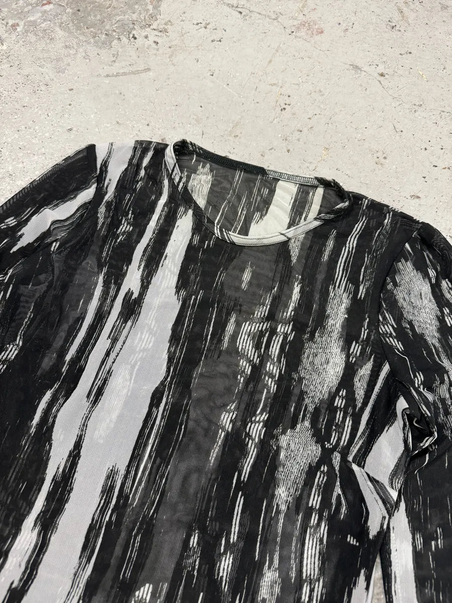Dries Van Noten Abstract Black Nylon Mesh Top uGrKFTj 4