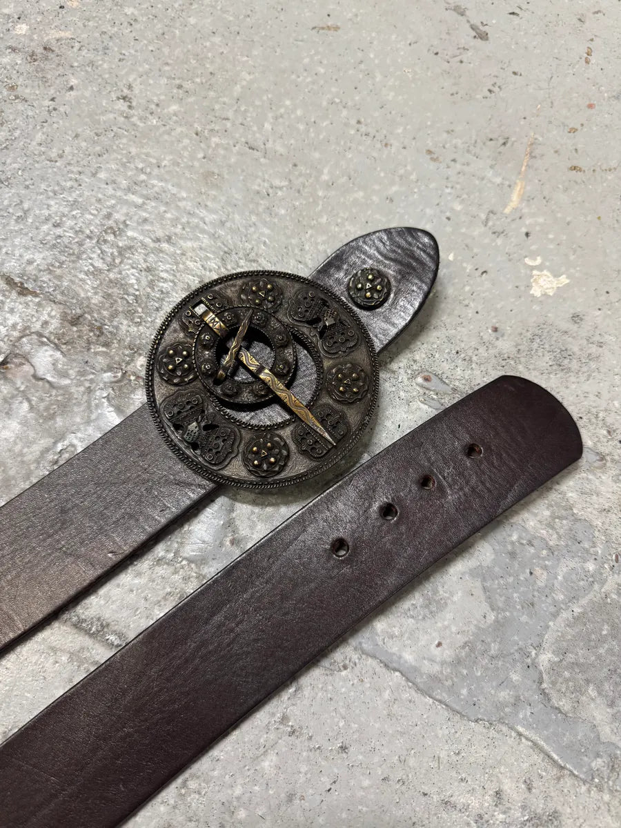 Dries Van Noten Antique Sword Buckle Leather Belt MfHwHTC 2