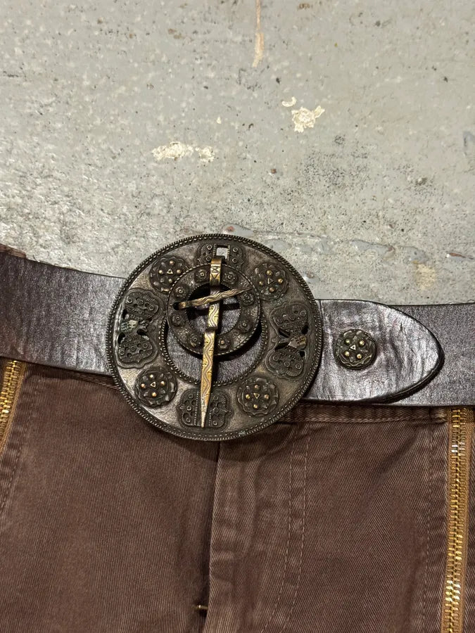 Dries Van Noten Antique Sword Buckle Leather Belt MfHwHTC 4