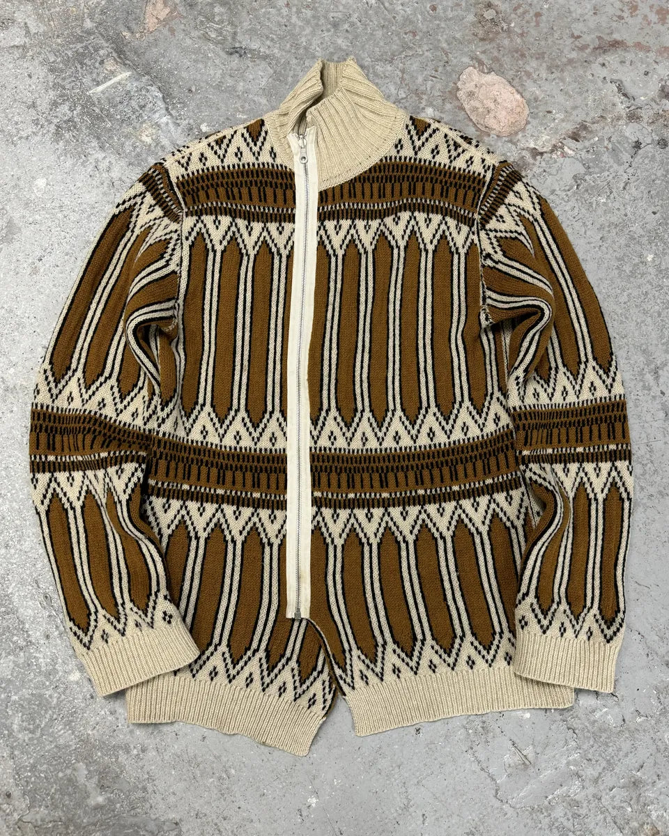 Dries Van Noten Asymmetrical Wool Brown Sweater (M) 0