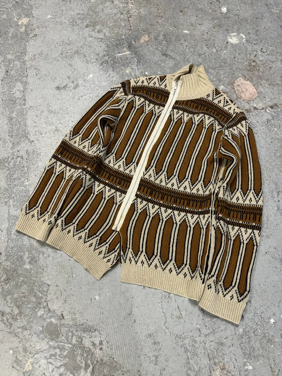 Dries Van Noten Asymmetrical Wool Brown Sweater (M) 4