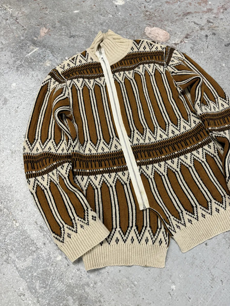 Dries Van Noten Asymmetrical Wool Brown Sweater (M) 6