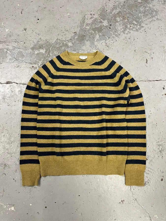 Dries Van Noten Beige & Black Striped Wool Sweater UYxTUbX 1