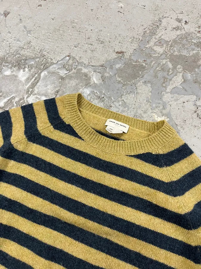 Dries Van Noten Beige & Black Striped Wool Sweater UYxTUbX 4