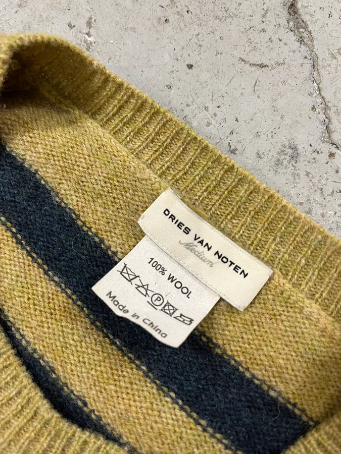 Dries Van Noten Beige & Black Striped Wool Sweater UYxTUbX 7