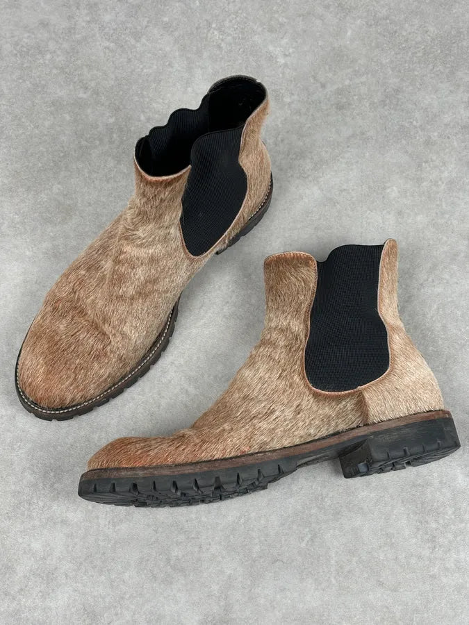 Dries Van Noten Beige Calf Hair Chelsea Boots shqtspj 8