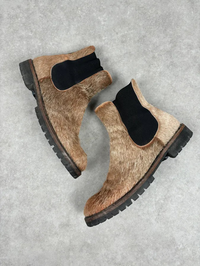 Dries Van Noten Beige Calf Hair Chelsea Boots shqtspj 1