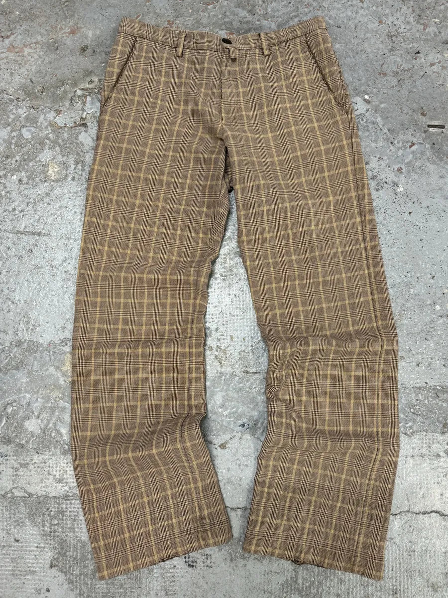 Dries Van Noten Beige Checked Pants HNGiUll 0