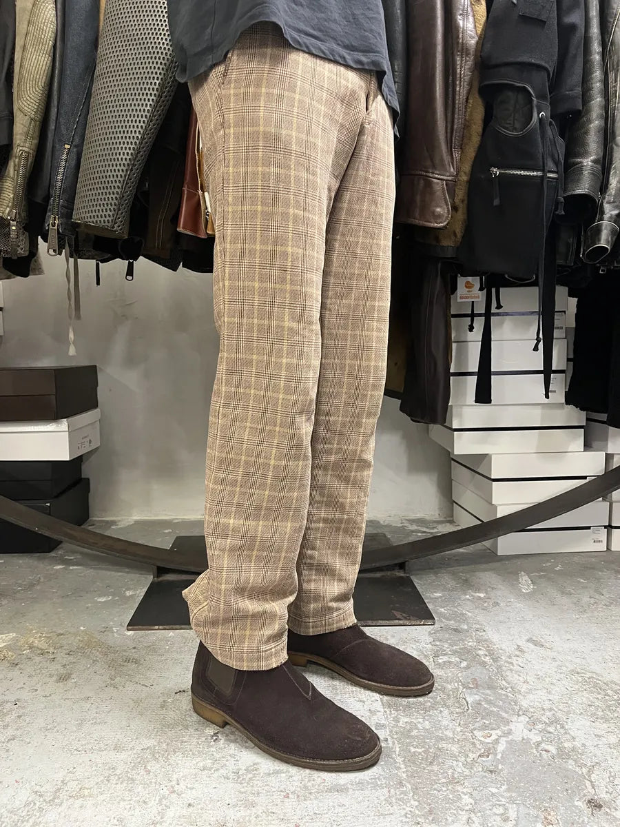 Dries Van Noten Beige Checked Pants HNGiUll 1