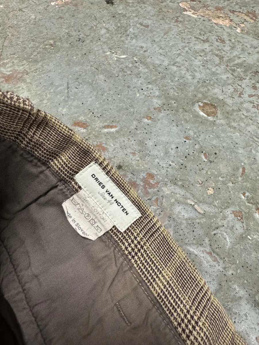 Dries Van Noten Beige Checked Pants HNGiUll 10