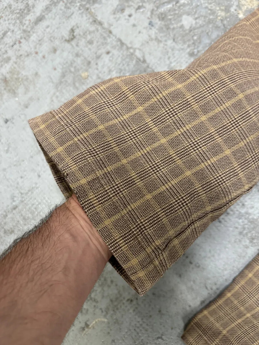 Dries Van Noten Beige Checked Pants HNGiUll 7