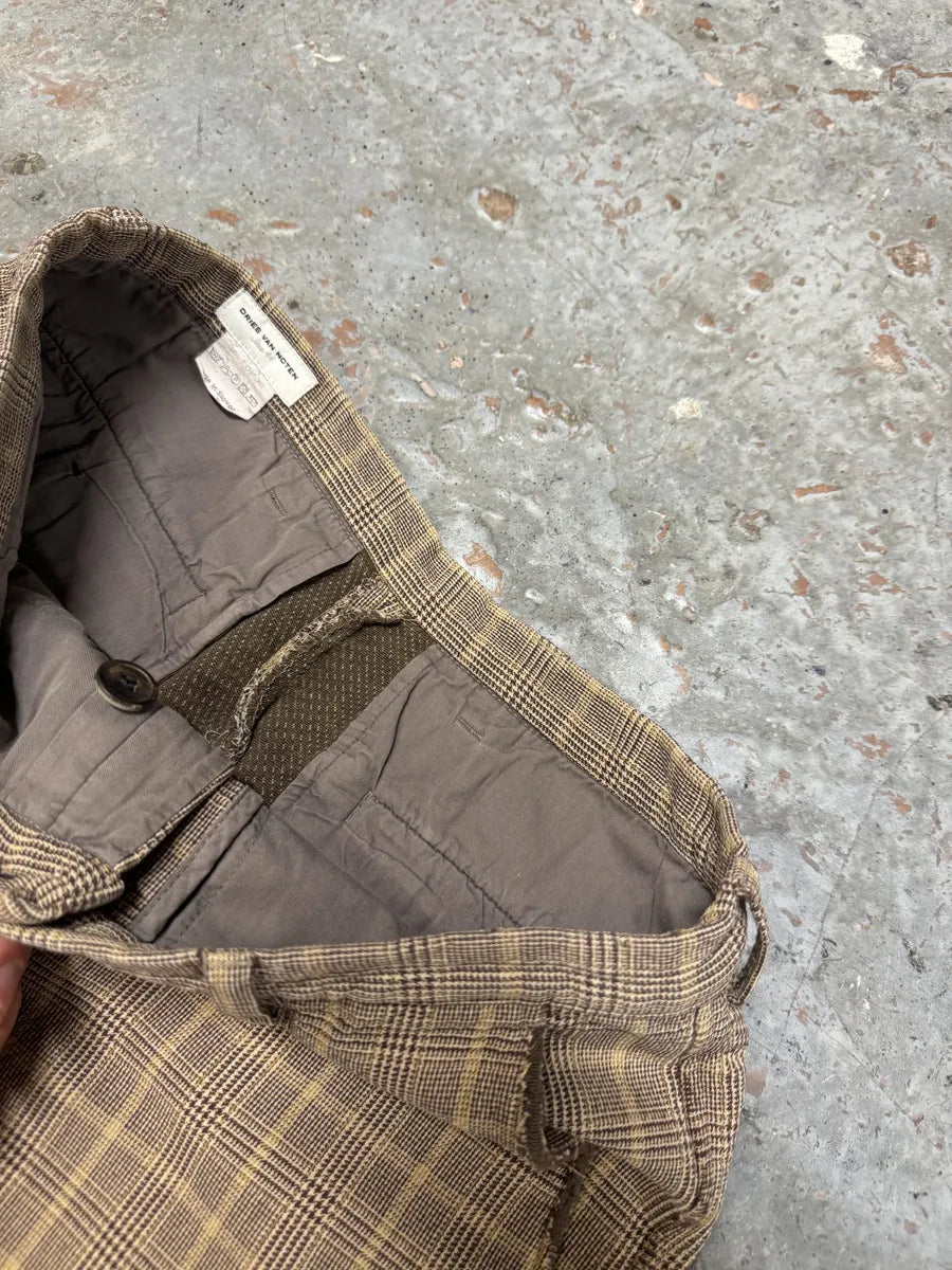 Dries Van Noten Beige Checked Pants HNGiUll 9