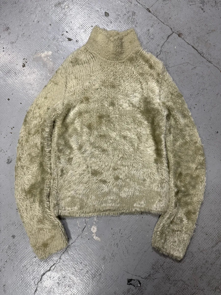 Dries Van Noten Beige Fur Effect Turtleneck Sweater LnSqtMf 1