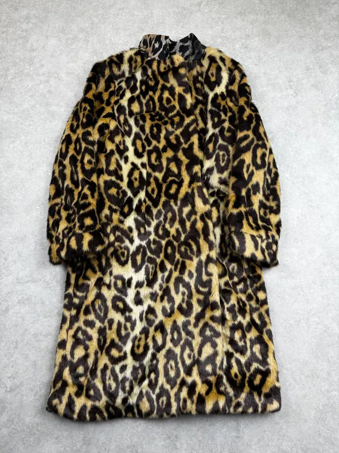 Dries Van Noten Beige Leopard Faux Fur Coat uRoVWYg 0