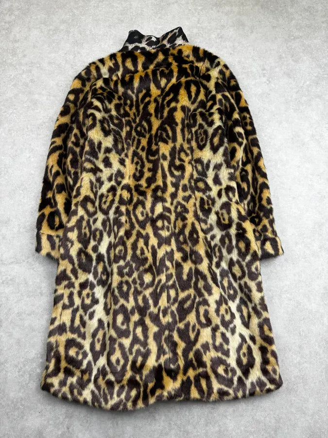 Dries Van Noten Beige Leopard Faux Fur Coat uRoVWYg 1