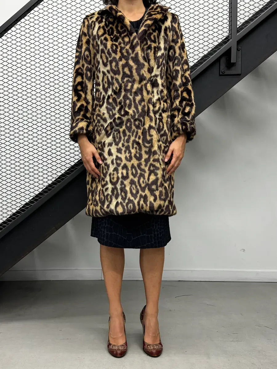 Dries Van Noten Beige Leopard Faux Fur Coat uRoVWYg 2