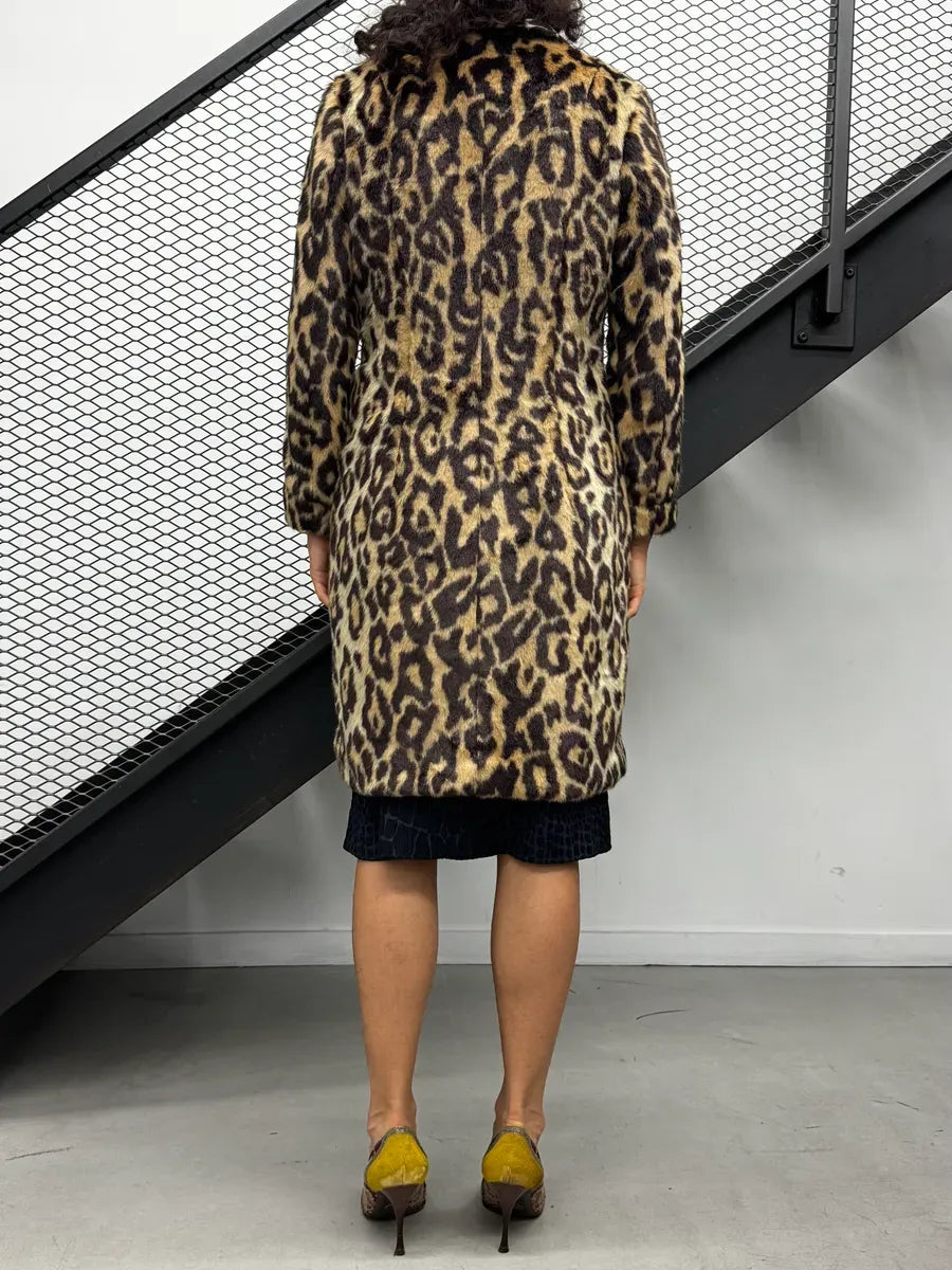 Dries Van Noten Beige Leopard Faux Fur Coat uRoVWYg 3