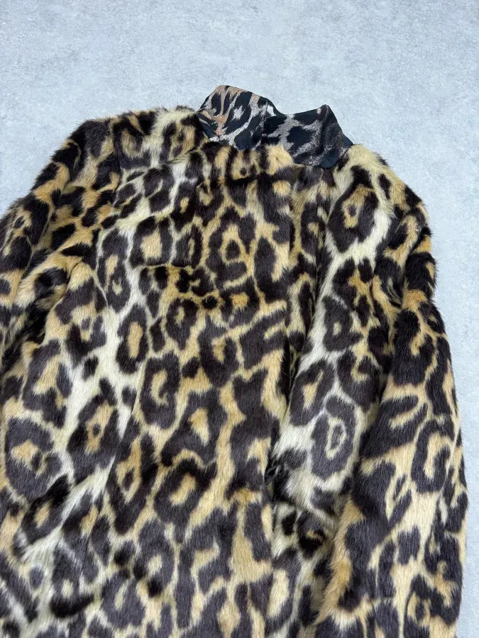 Dries Van Noten Beige Leopard Faux Fur Coat uRoVWYg 4